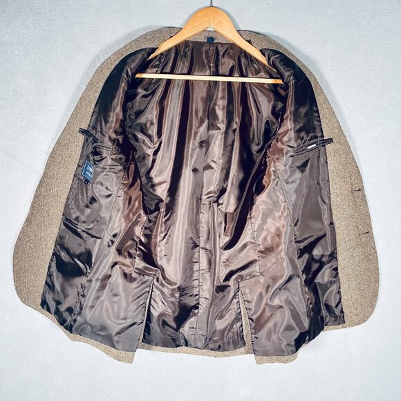 J Crew Thompson Blazer Mens 36S Beige Wool Blend Herringbone Sport Coat Jacket - Picture 3 of 11